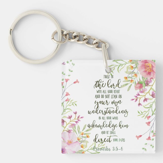 Trust in the Lord floral  Keychain (Front)
