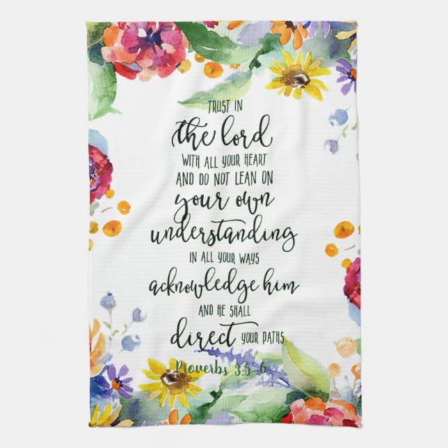 Trust in the Lord floral  Kitchen Towel (Vertical)