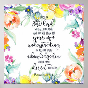 Trust in the Lord floral   Poster