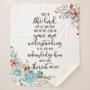 Trust in the Lord floral  Sherpa Blanket
