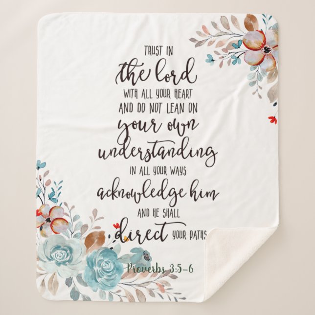 Trust in the Lord floral  Sherpa Blanket (Front)