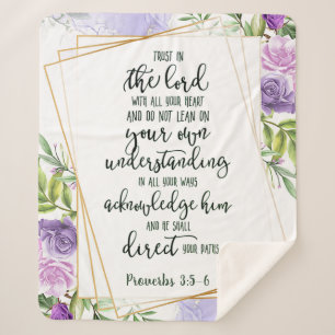 Trust in the Lord floral Sherpa Blanket