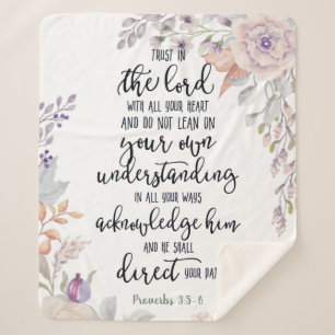 Trust in the Lord floral  Sherpa Blanket