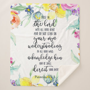 Trust in the Lord floral Sherpa Blanket