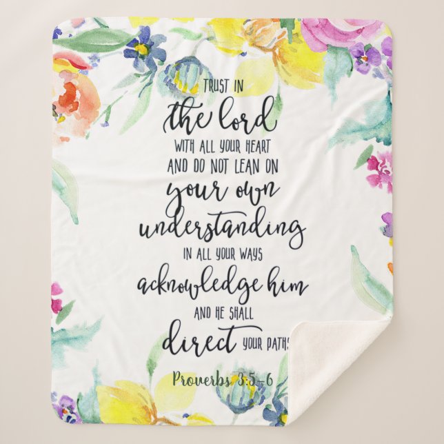 Trust in the Lord floral   Sherpa Blanket (Front)