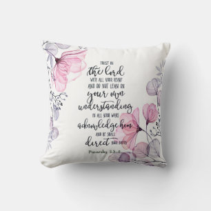Trust in the Lord floral   Throw Pillow