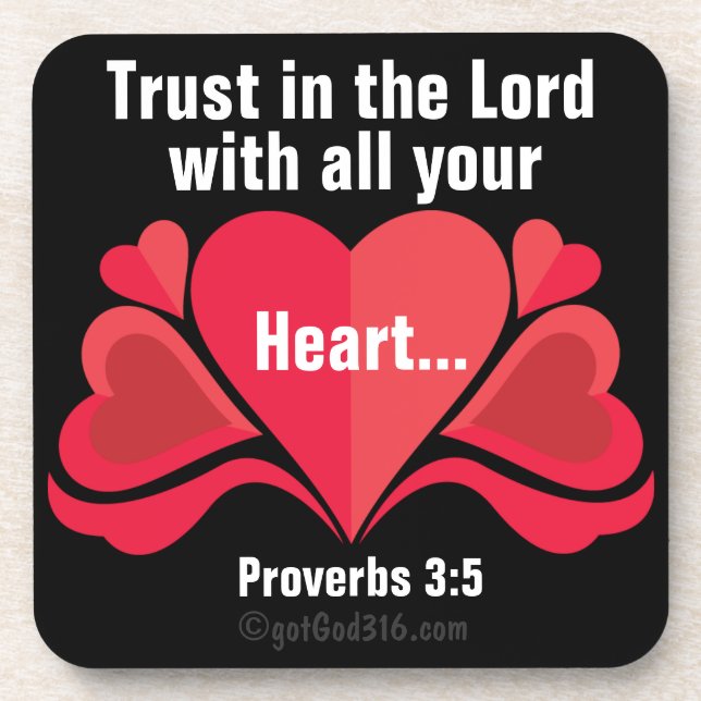 Trust in the Lord Hearts gotGod316.com Coaster (Front)