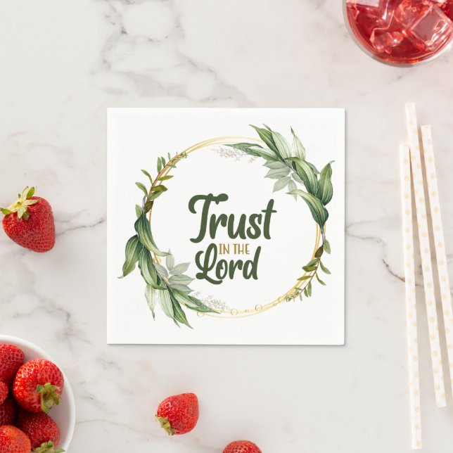 Trust in the Lord Leaves Wreath Paper Napkins (Insitu)