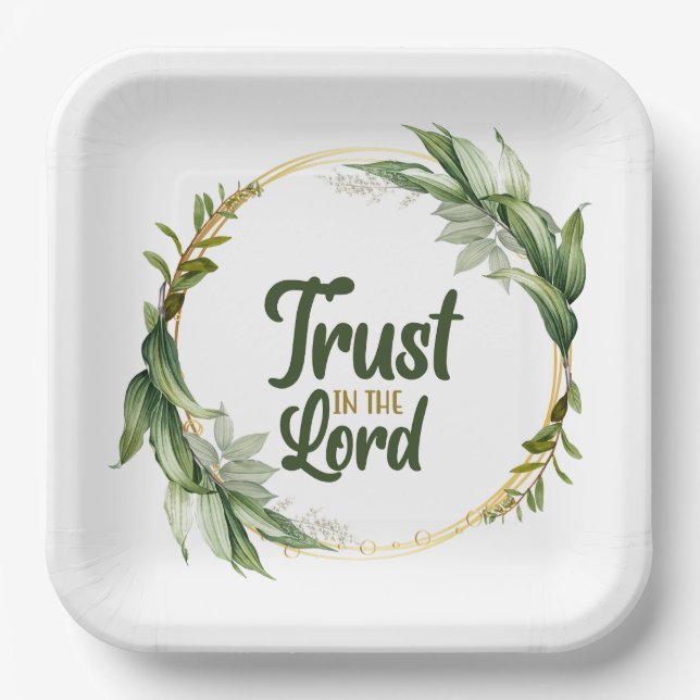 Trust in the Lord Leaves Wreath Paper Plate (Front)