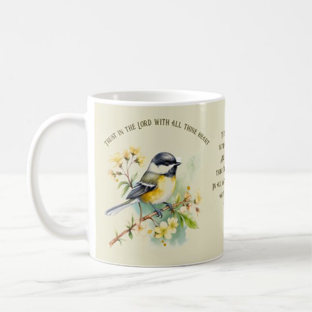 Trust in The Lord Mug Proverbs 3:5 Chickadees  (Left)