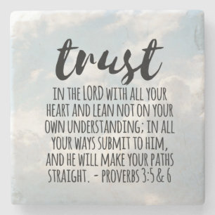 Trust in the Lord Proverbs 3:5-6 Stone Coaster