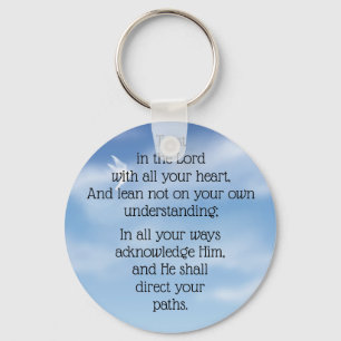 Trust in the Lord Scripture with White Dove Keychain