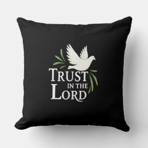 Trust in the Lord White Dove Christian Flat Cards Throw Pillow