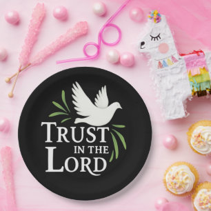 Trust in the Lord White Dove Christian Paper Plate