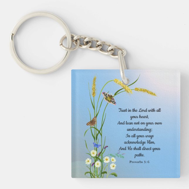 Trust in the Lord with all your heart Bible Verse Keychain (Front)