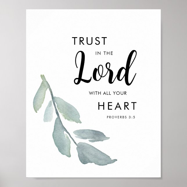 Trust in the Lord with all your Heart Green Leaves Poster (Front)