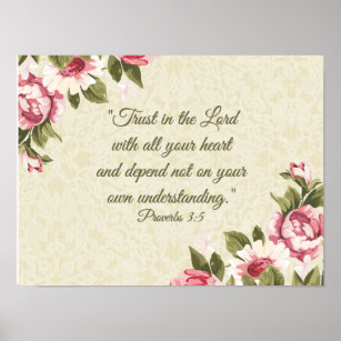 Trust in the Lord with all your Heart  Pink Roses Poster