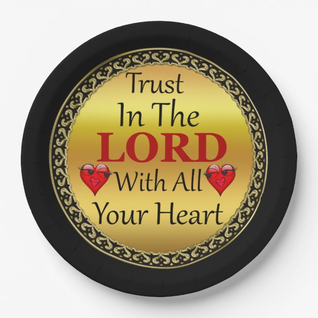 Trust in the Lord with all your Heart Proverbs 3.5 Paper Plate (Front)