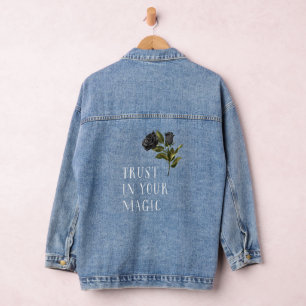 Trust In Your Magic Black Rose Denim Jacket