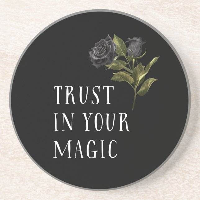 Trust In Your Magic Dark Rose Coaster (Front)