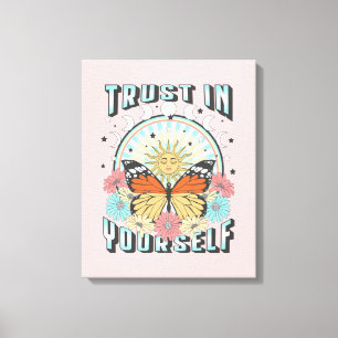 Trust in Yourself   Celestial Sun and Butterfly Canvas Print