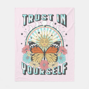 Trust in Yourself   Celestial Sun and Butterfly Fleece Blanket