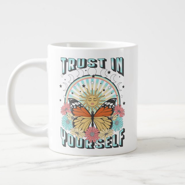 Trust in Yourself | Celestial Sun and Butterfly Large Coffee Mug (Left)