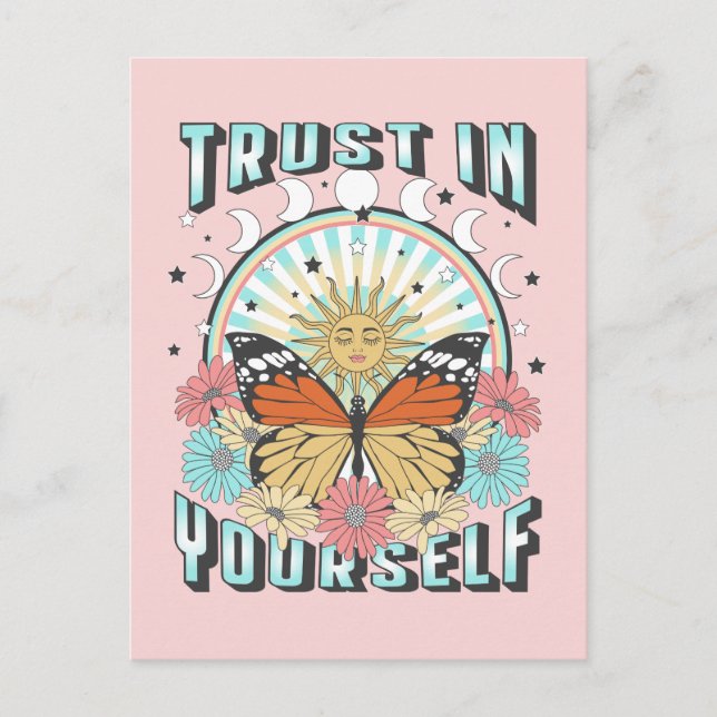 Trust in Yourself | Celestial Sun and Butterfly Postcard (Front)