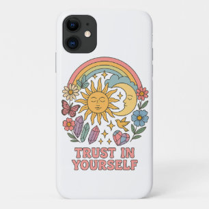 Trust in Yourself – Retro Psychedelic Sun & Moon  iPhone 11 Case