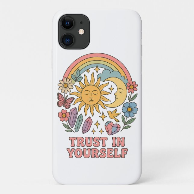 Trust in Yourself – Retro Psychedelic Sun & Moon  Case-Mate iPhone Case (Back)