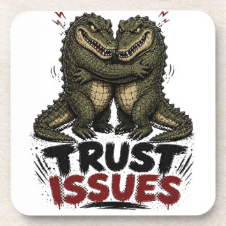 Trust Issues Grumpy Crocodile Illustration Coaster