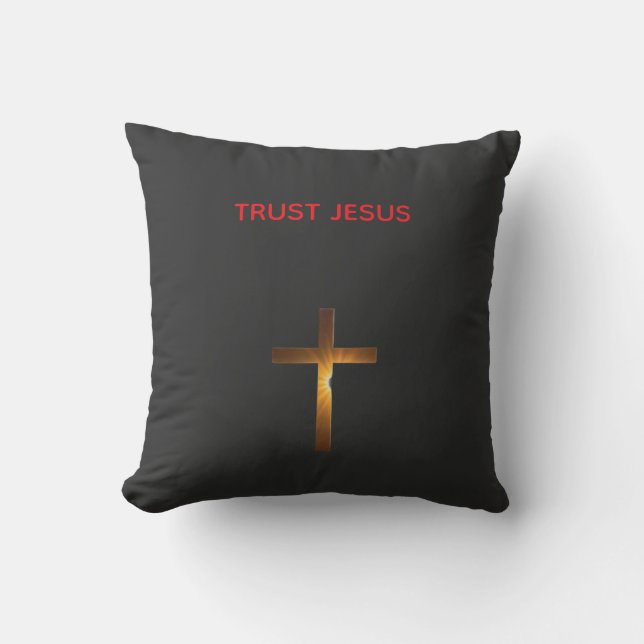 Trust Jesus Throw Pillow (Front)