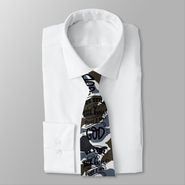 Trust Know I Am God Camouflage Men's Tie (Tied)