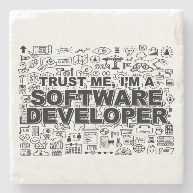Trust Me I am a Software Developer Stone Coaster (Front)