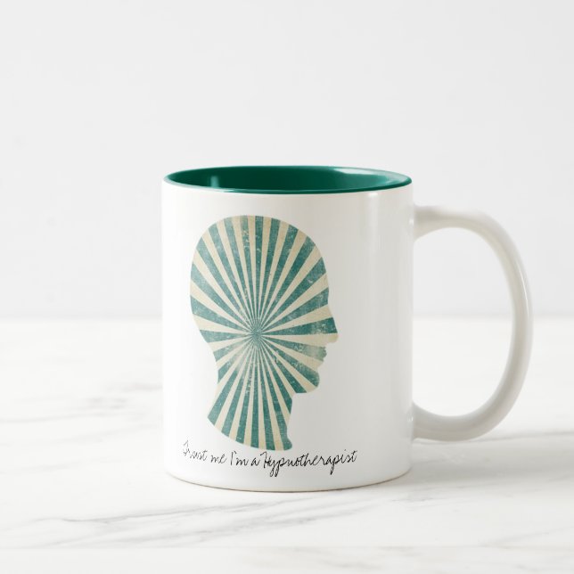 trust me I'm a hypnotherapist green swirl Two-Tone Coffee Mug (Right)