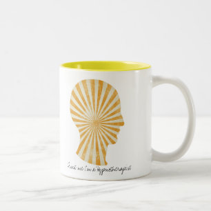 trust me I'm a hypnotherapist yellow swirl Two-Tone Coffee Mug