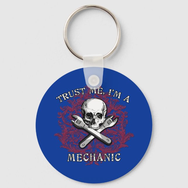 Trust Me I'm a Mechanic Apparel, Travel Mugs, Gift Keychain (Front)