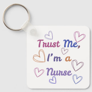 Trust Me, I'm a Nurse - Colourful Hearts Square Keychain