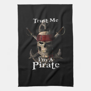 Trust Me I'm A Pirate Skull and Swords Anchor Funn Kitchen Towel