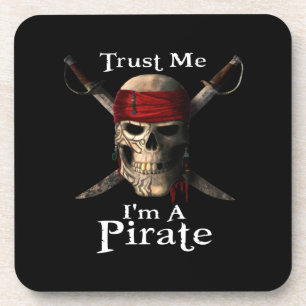 Trust Me I'm A Pirate Skull and Swords Funny Coaster