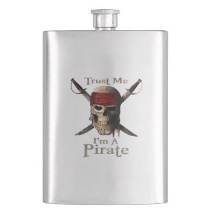 Trust Me I'm A Pirate Skull and Swords Funny Hip Flask