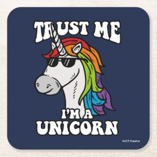 Trust Me I'm A Unicorn Square Paper Coaster
