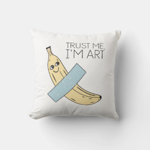 Trust Me I'm Art, Banana with Tape  Throw Pillow