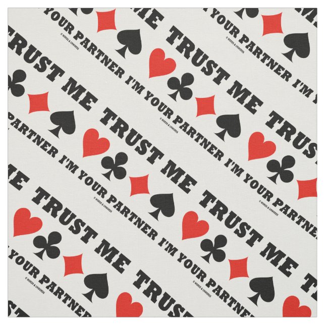 Trust Me I'm Your Partner Four Card Suits Bridge Fabric (Swatch)