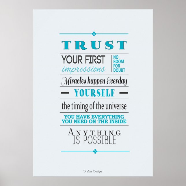Trust Motivational Quote Poster (Front)
