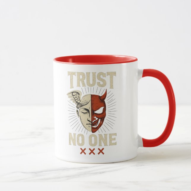 TRUST NO ONE – Angel & Demon Mug (Right)