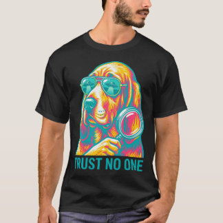 Trust No One Hound Dog Detective Alien Ufo Block T-Shirt