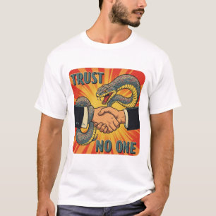 "Trust No One - Retro Snake Handshake Art   T-Shirt