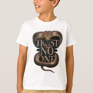 Trust No One Slogan with King Snake Graphic  T-Shirt