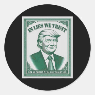 “trust Nobody” - Trump Banknote Parody 2  Classic Round Sticker